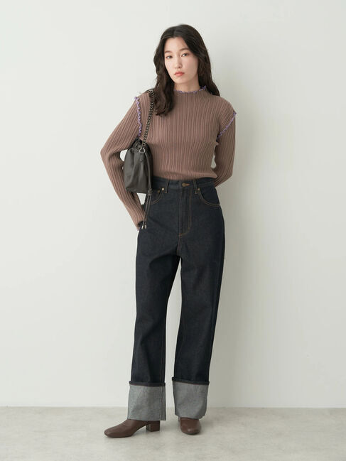 earth music&ecology「配色メローリブニットプルオーバー」|ニット・セーター|