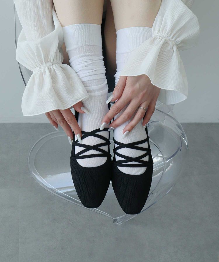 earth music&ecology「レースアップニットバレーシューズ」|パンプス|