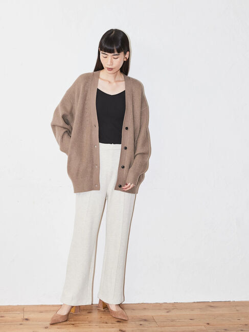  「パチパチしにくいVネック片畦ニットカーディガン」|カーディガン|