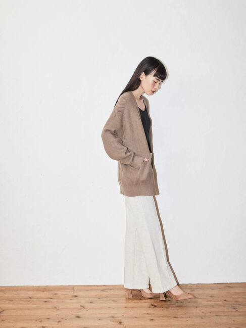  「パチパチしにくいVネック片畦ニットカーディガン」|カーディガン|