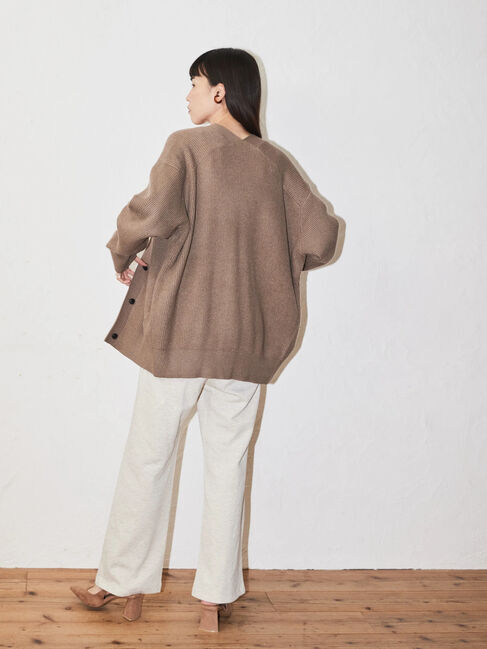  「パチパチしにくいVネック片畦ニットカーディガン」|カーディガン|