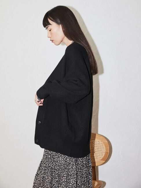  「パチパチしにくいVネック片畦ニットカーディガン」|カーディガン|