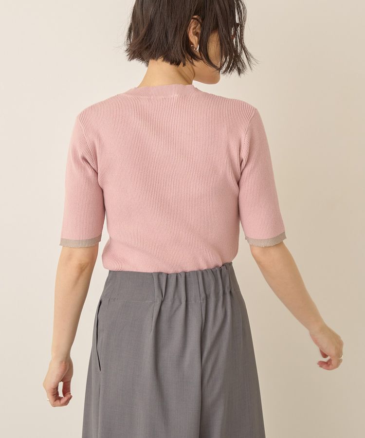 AMERICAN HOLIC「袖口バイカラー半袖ニットプルオーバー」|ニット・セーター|