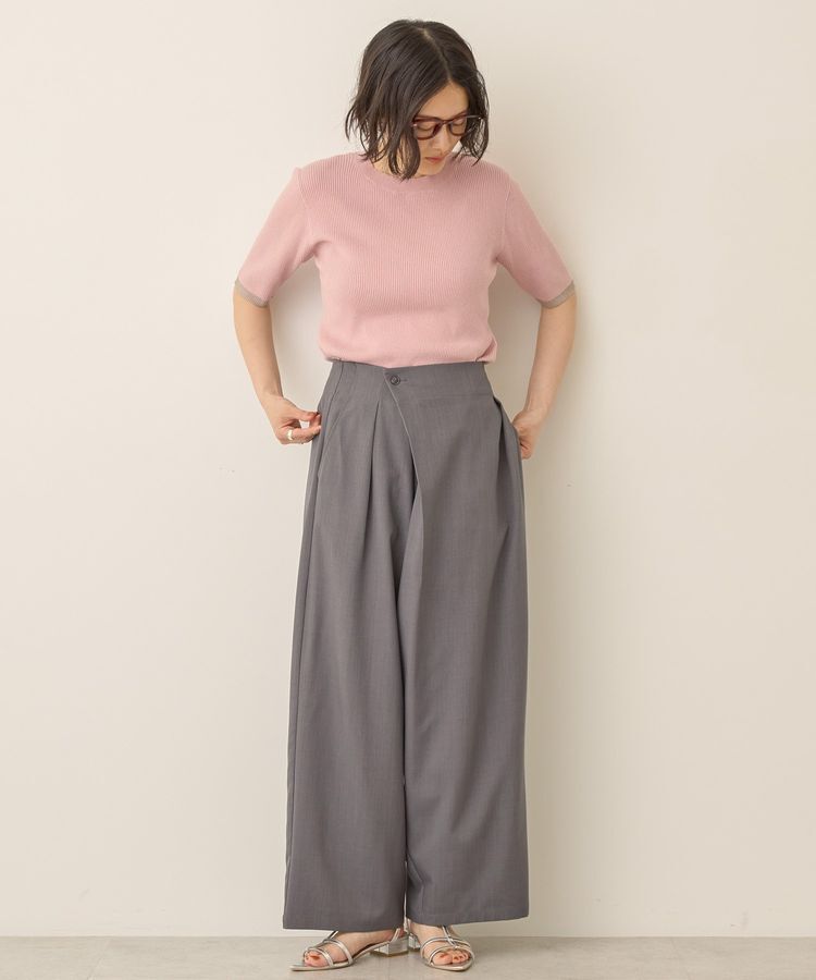 AMERICAN HOLIC「袖口バイカラー半袖ニットプルオーバー」|ニット・セーター|