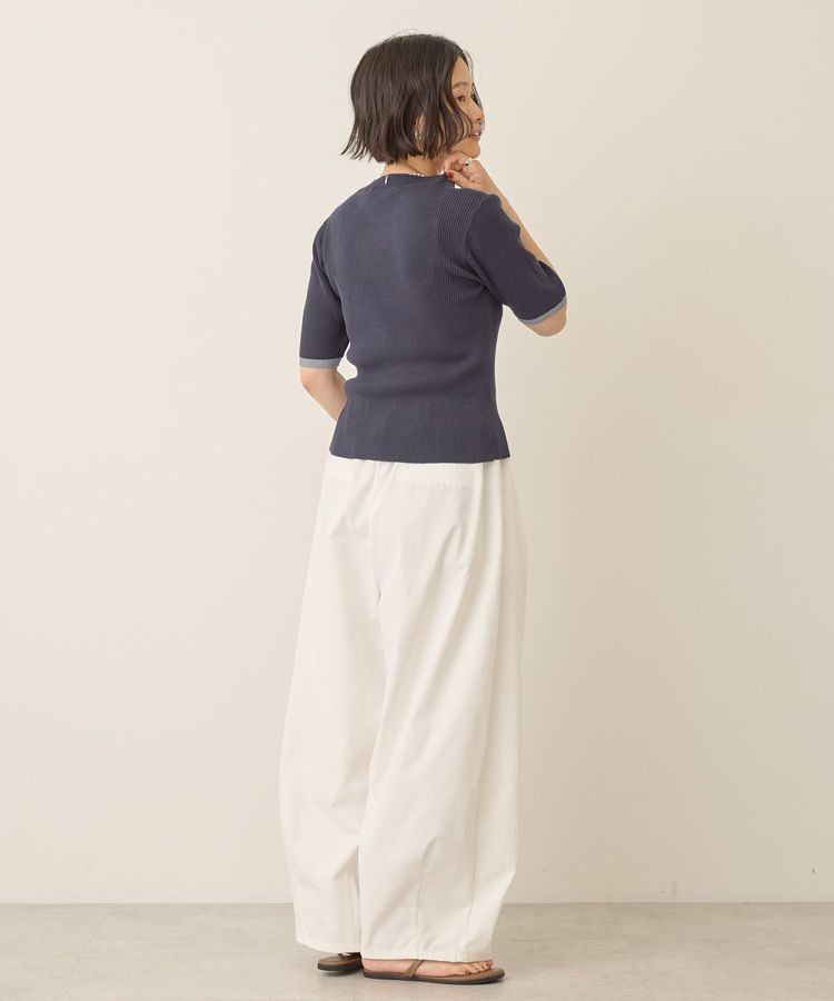 AMERICAN HOLIC「袖口バイカラー半袖ニットプルオーバー」|ニット・セーター|