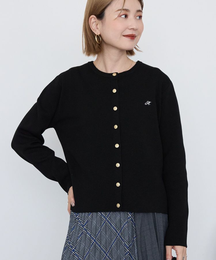 AMERICAN HOLIC「ワンポイントロゴクルーカーディガン」|カーディガン|Black