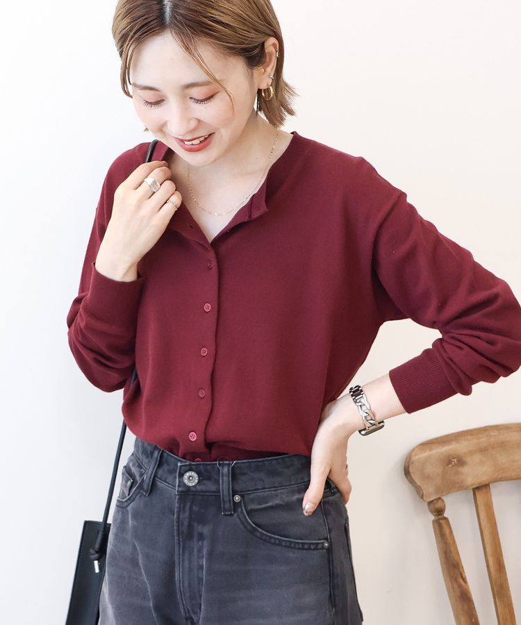 AMERICAN HOLIC「ソフトコットンクルーネックカーディガン」|カーディガン|Bordeaux