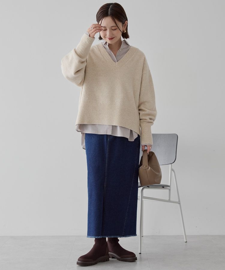 AMERICAN HOLIC「ワイドリブVネックプルオーバー」|ニット・セーター|