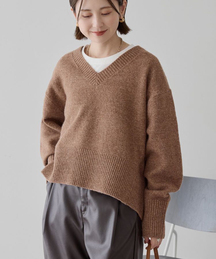 AMERICAN HOLIC「ワイドリブVネックプルオーバー」|ニット・セーター|Brown