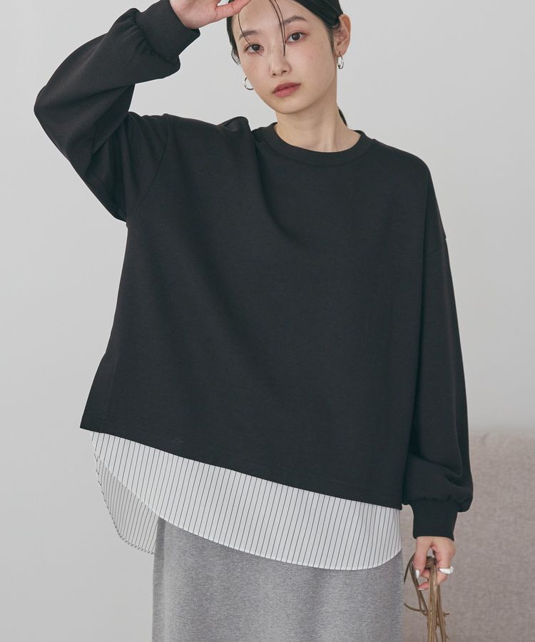 AMERICAN HOLIC「シャツテールドッキングプルオーバー」|スウェット・ジャージ|Black