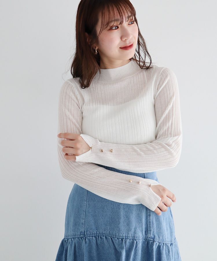 Green Parks「dazzlin シアーリブニットプルオーバー」|ニット・セーター|