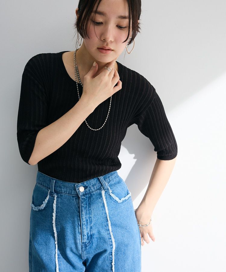 Green Parks「配色リブニットプルオーバー」|ニット・セーター|