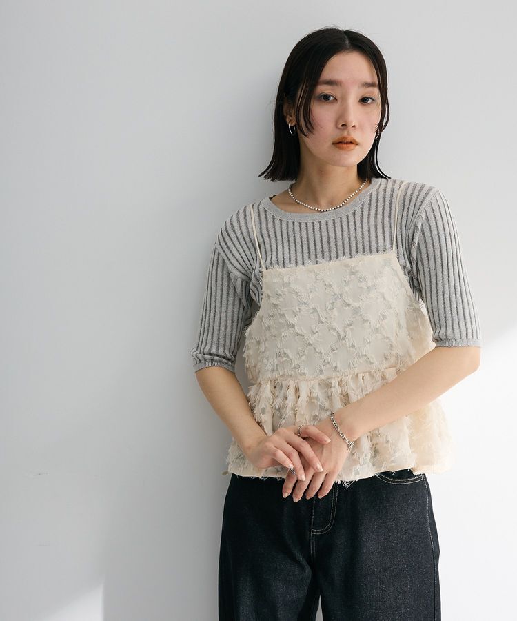 Green Parks「配色リブニットプルオーバー」|ニット・セーター|