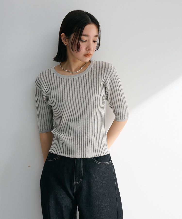 Green Parks「配色リブニットプルオーバー」|ニット・セーター|