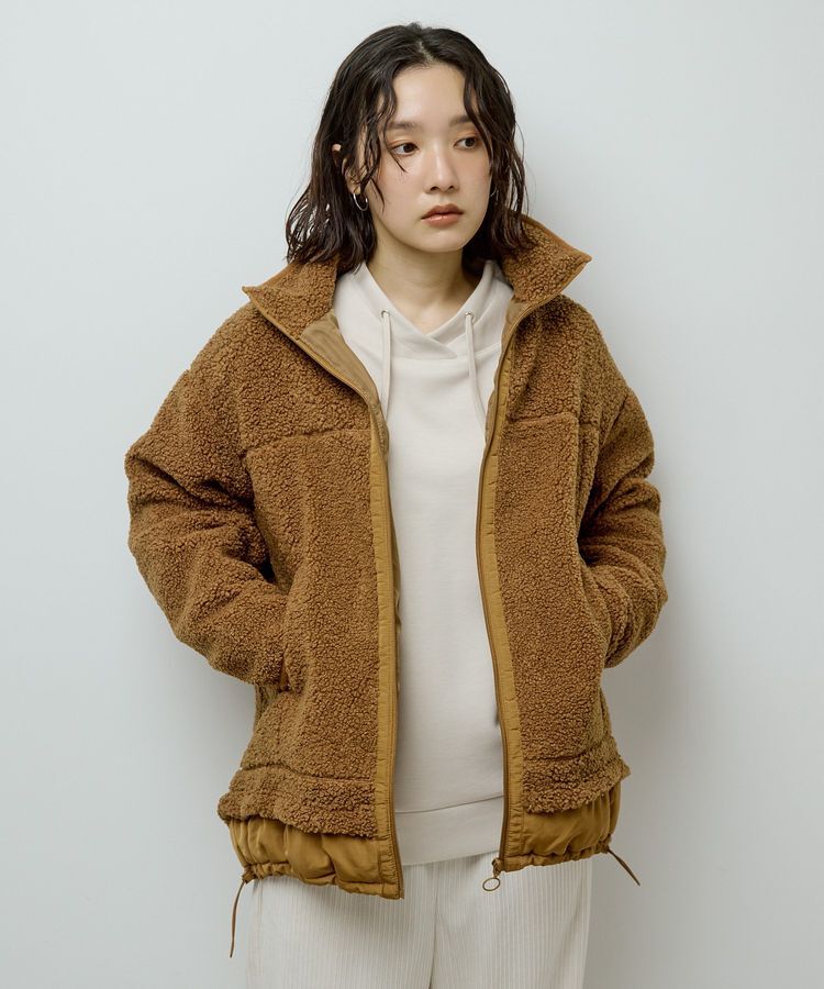 Green Parks「異素材コンビスタンドボアブルゾン」|ブルゾン・スタジャン|