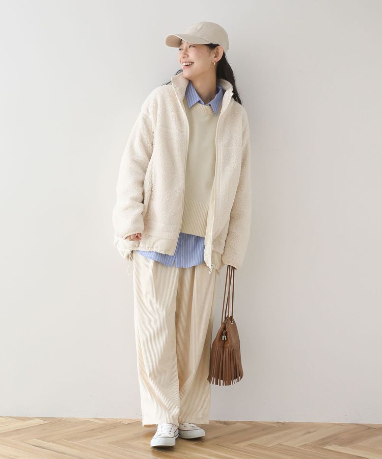 Green Parks「異素材コンビスタンドボアブルゾン」|ブルゾン・スタジャン|