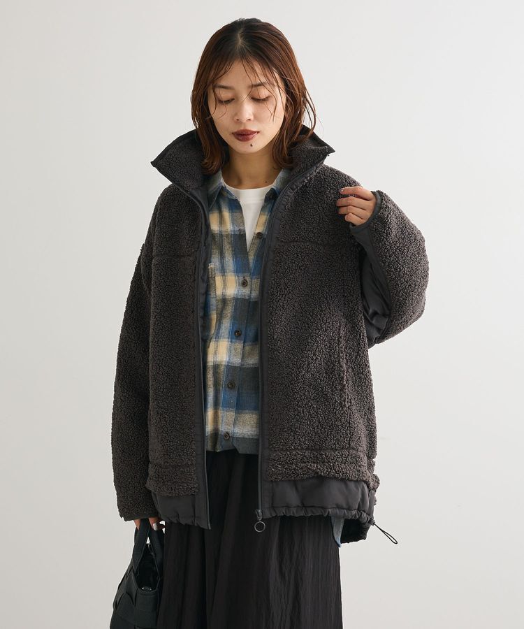 Green Parks「異素材コンビスタンドボアブルゾン」|ブルゾン・スタジャン|