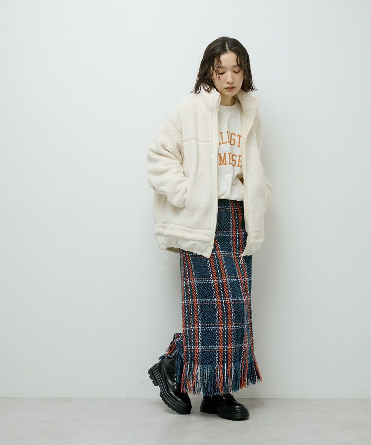 Green Parks「異素材コンビスタンドボアブルゾン」|ブルゾン・スタジャン|