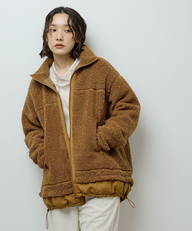 Green Parks「異素材コンビスタンドボアブルゾン」|ブルゾン・スタジャン|Camel