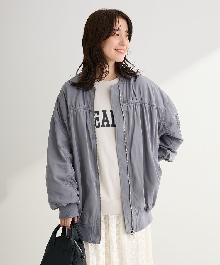 Green Parks「ボリュームギャザーMA-1」|ブルゾン・スタジャン|Gray