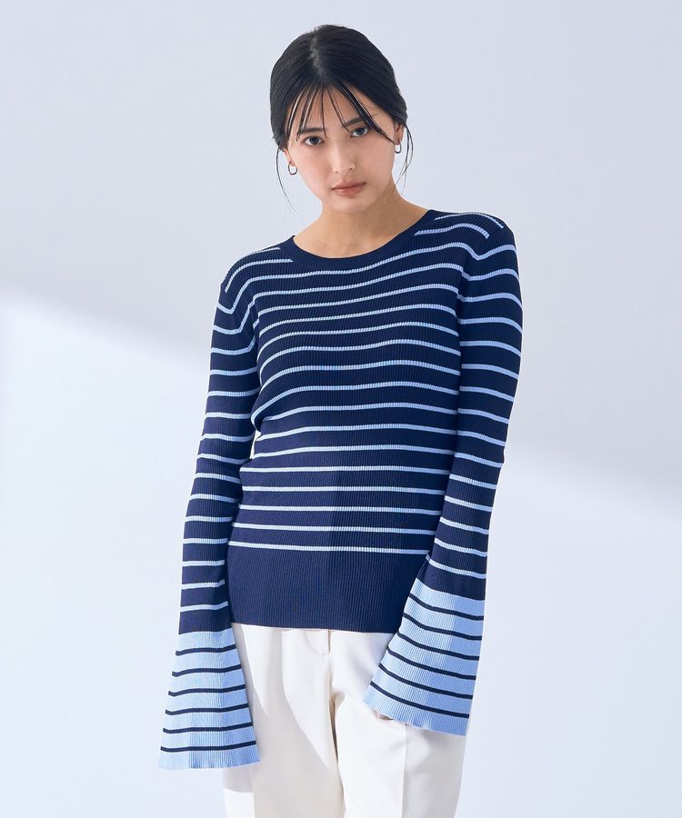 YECCA VECCA「マルチボーダー柄ニット」|ニット・セーター|Navy