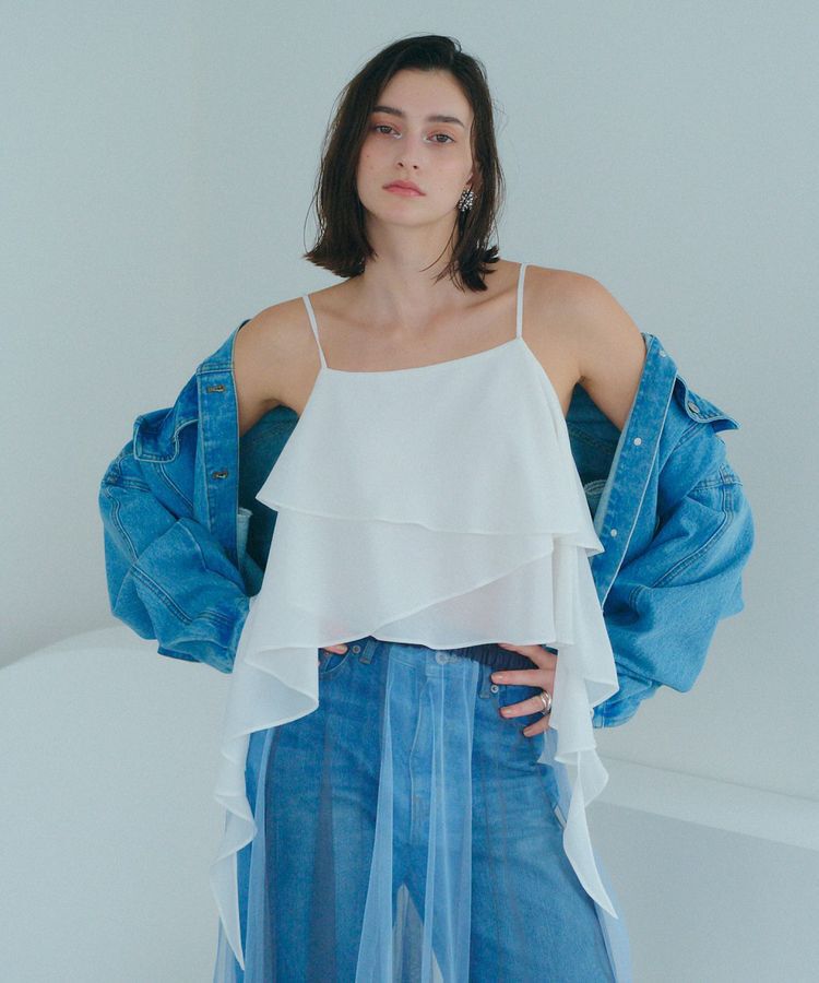Editt by YECCA VECCA「アシメラッフルオーバーキャミ」|キャミソール|White