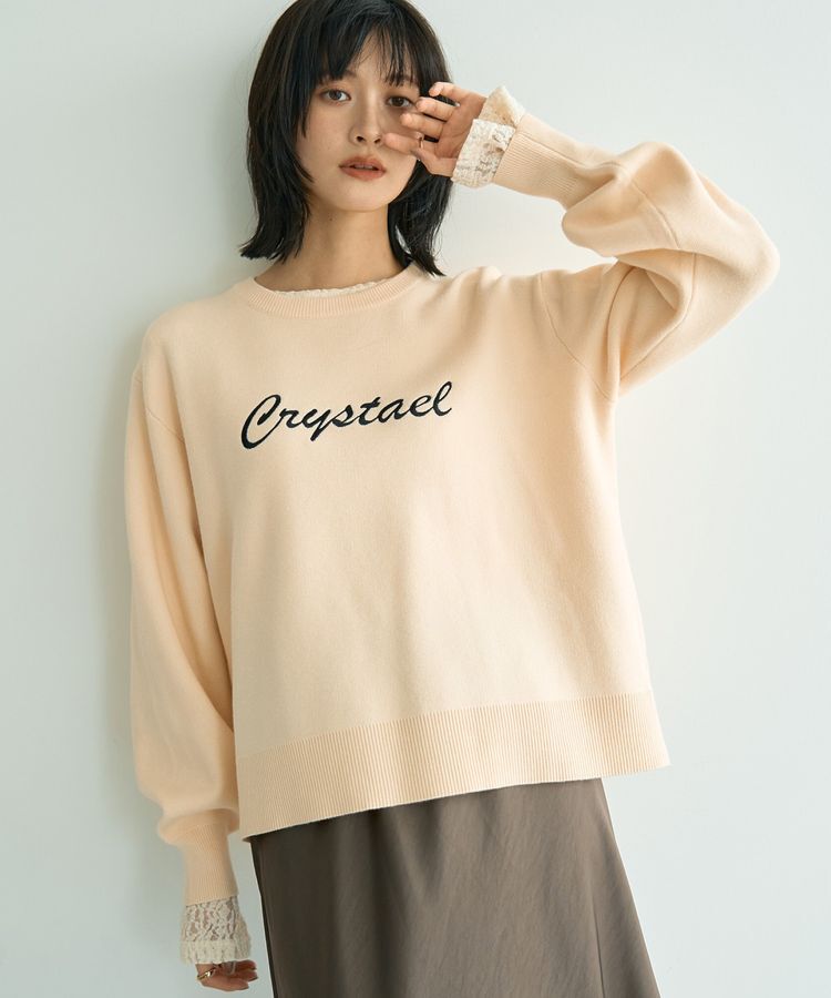 YECCA VECCA「刺繍ロゴニット」|ニット・セーター|Ivory