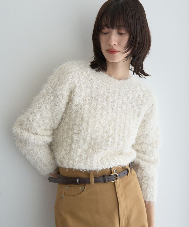 YECCA VECCA「フェザーモールニット」|ニット・セーター|Ivory