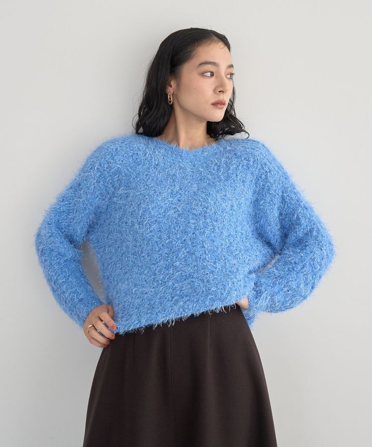 YECCA VECCA「フェザーモールニット」|ニット・セーター|Blue