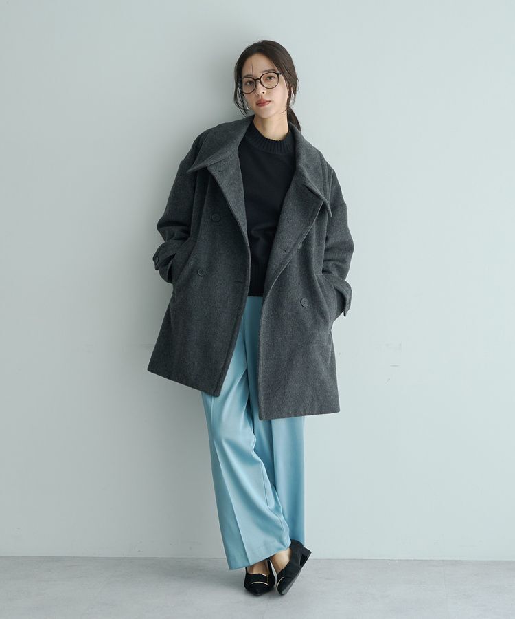 YECCA VECCA「ウール混ミドル丈スタンドカラーコート」|その他|