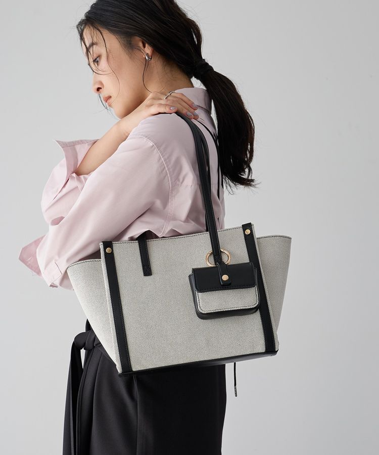 YECCA VECCA「【cache cache】ミニポーチ付きエルガリートート」|トートバッグ|Black