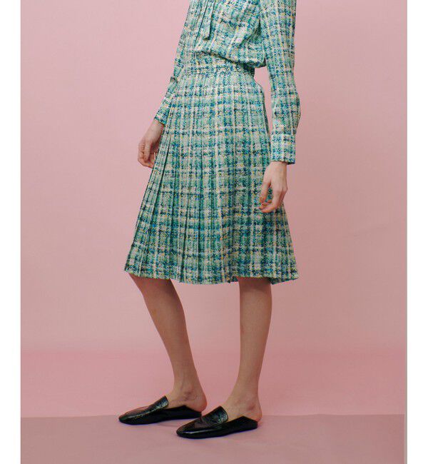 LOULOU WILLOUGHBY「【LOULOU WILLOUGHBY】チェックプリントプリーツミディスカート」|スカート|