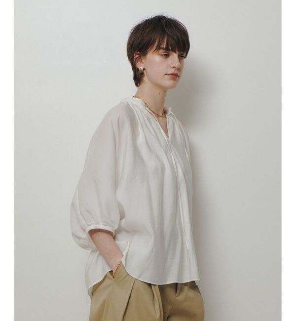 allureville「ギャザーボリュームスタンドブラウス」|シャツ・ブラウス|