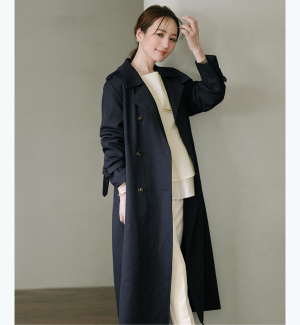 ur's「【星玲奈さんコラボアイテム】ダブルトレンチコート」|トレンチコート|ネイビー