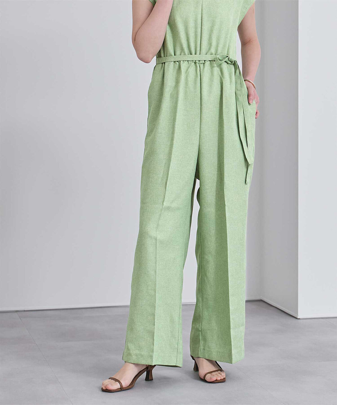 ur's「リネンライクヘンリーネックオールインワン」|オールインワン|