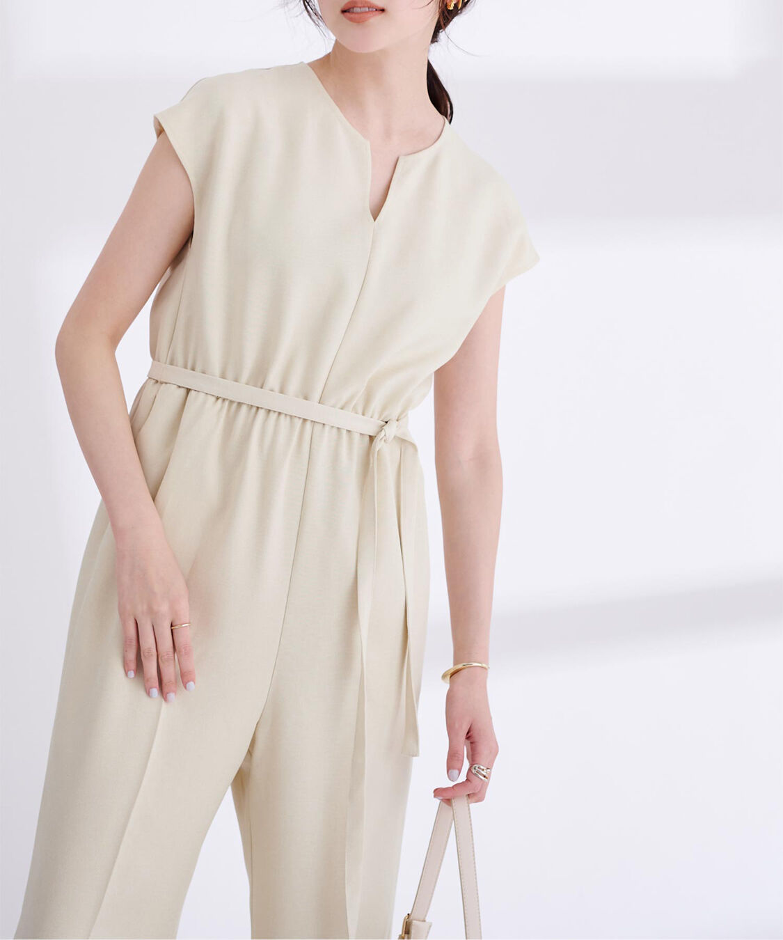 ur's「リネンライクヘンリーネックオールインワン」|オールインワン|