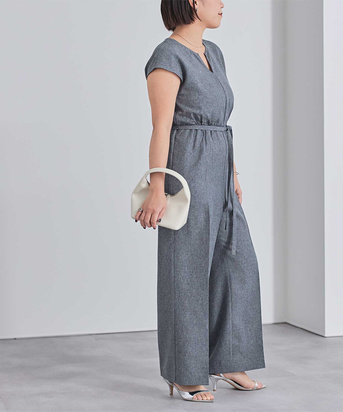 ur's「リネンライクヘンリーネックオールインワン」|オールインワン|