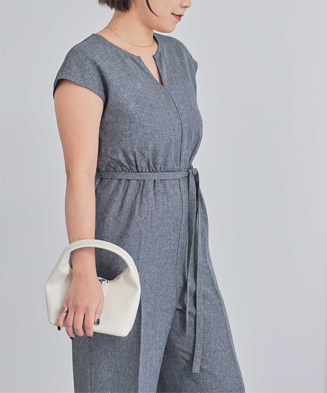 ur's「リネンライクヘンリーネックオールインワン」|オールインワン|