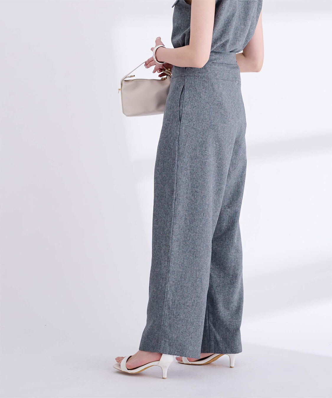 ur's「リネンライクハイウエストラップワイドパンツ」|スラックス|