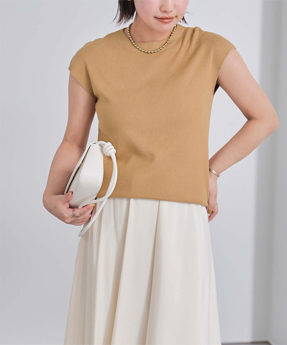 ur's「プチハイネックフレンチスリーブニット」|ニット・セーター|ベージュ