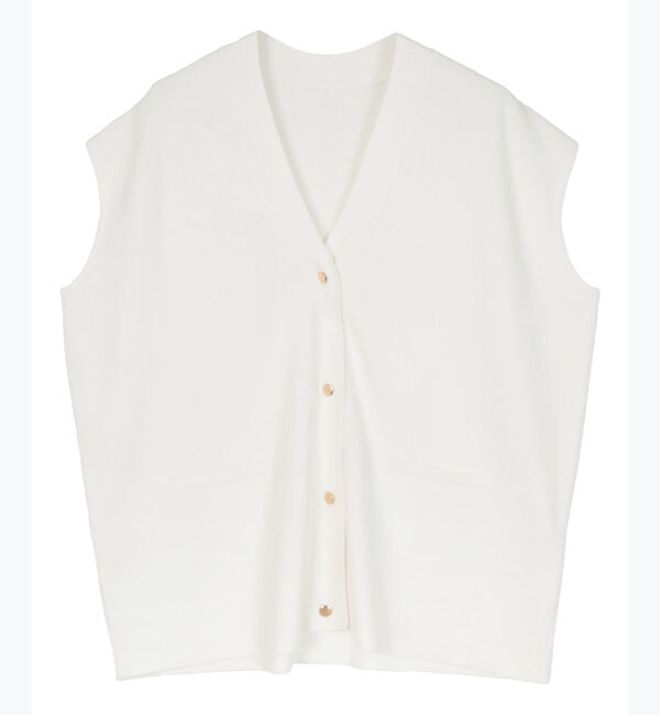 ur's「ゴールド釦Vネックフレンチスリーブニット」|ニット・セーター|