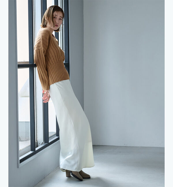 ur's「Vネックウエストシェイプワイドリブニット」|ニット・セーター|