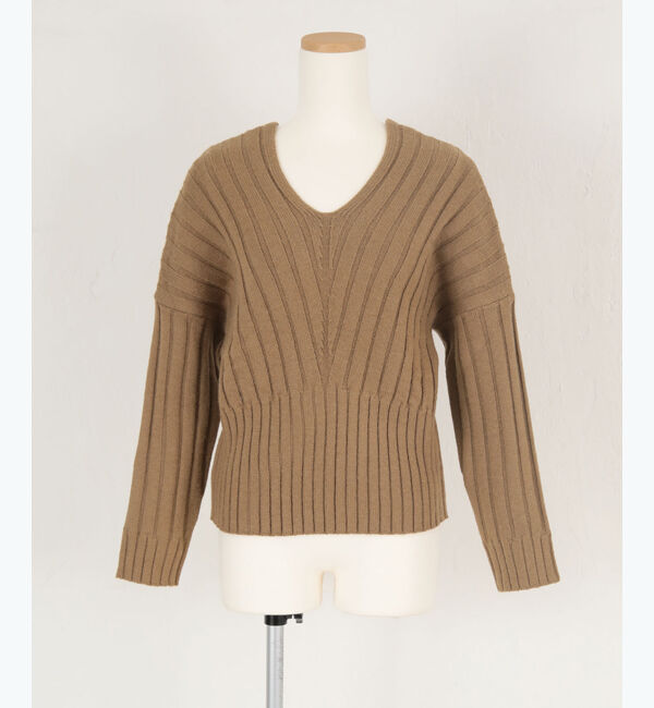 ur's「Vネックウエストシェイプワイドリブニット」|ニット・セーター|