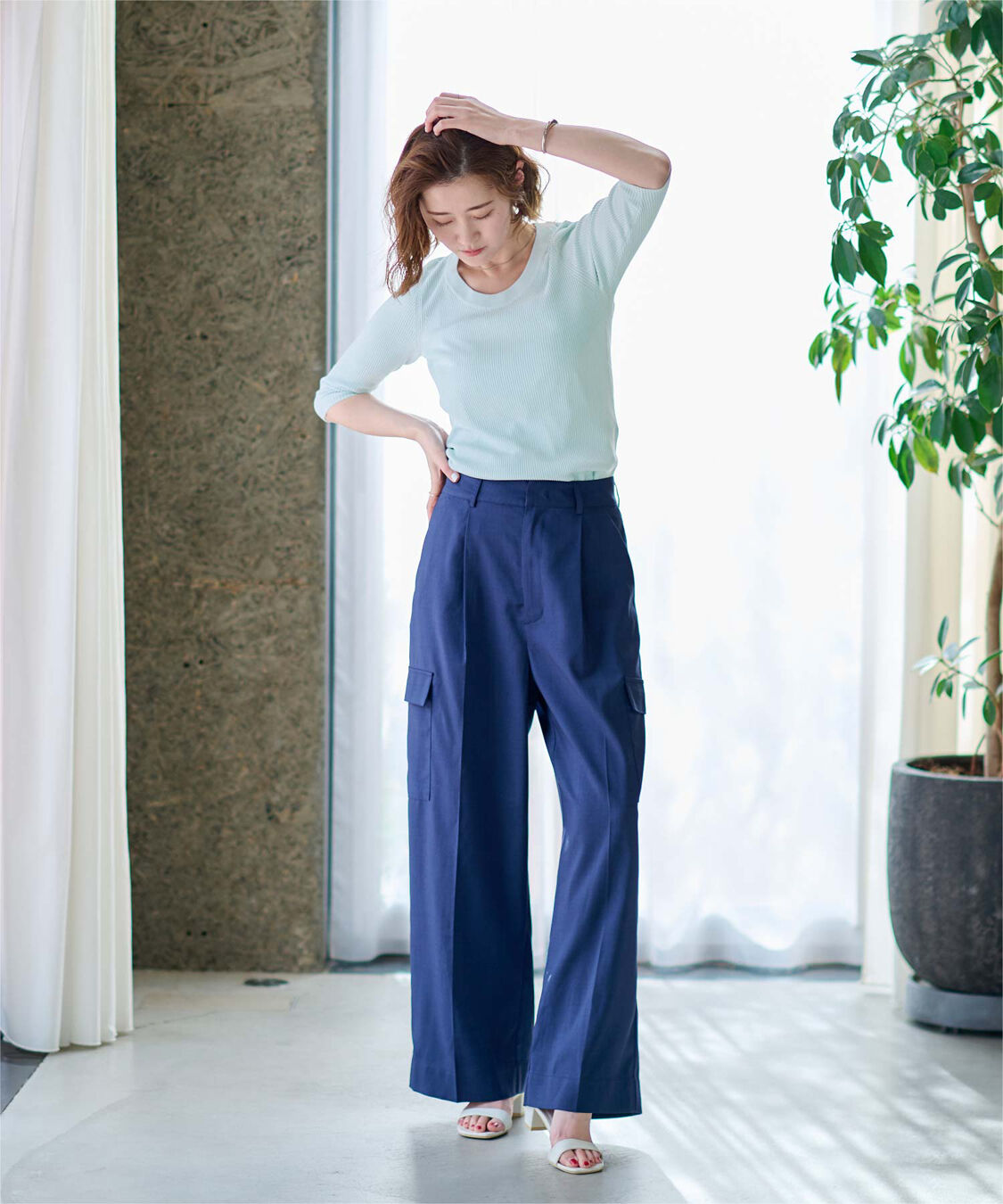 ur's「Uネックリブニット」|ニット・セーター|