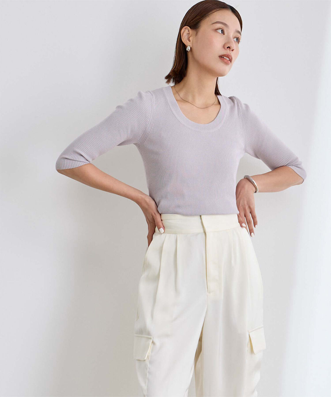 ur's「Uネックリブニット」|ニット・セーター|