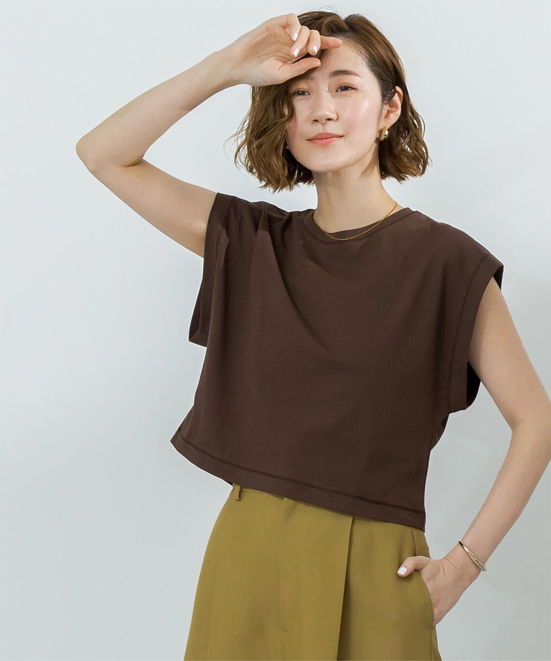 ur's「汗染み防止ワイドスリーブTシャツ」|Tシャツ・カットソー|ブラウン