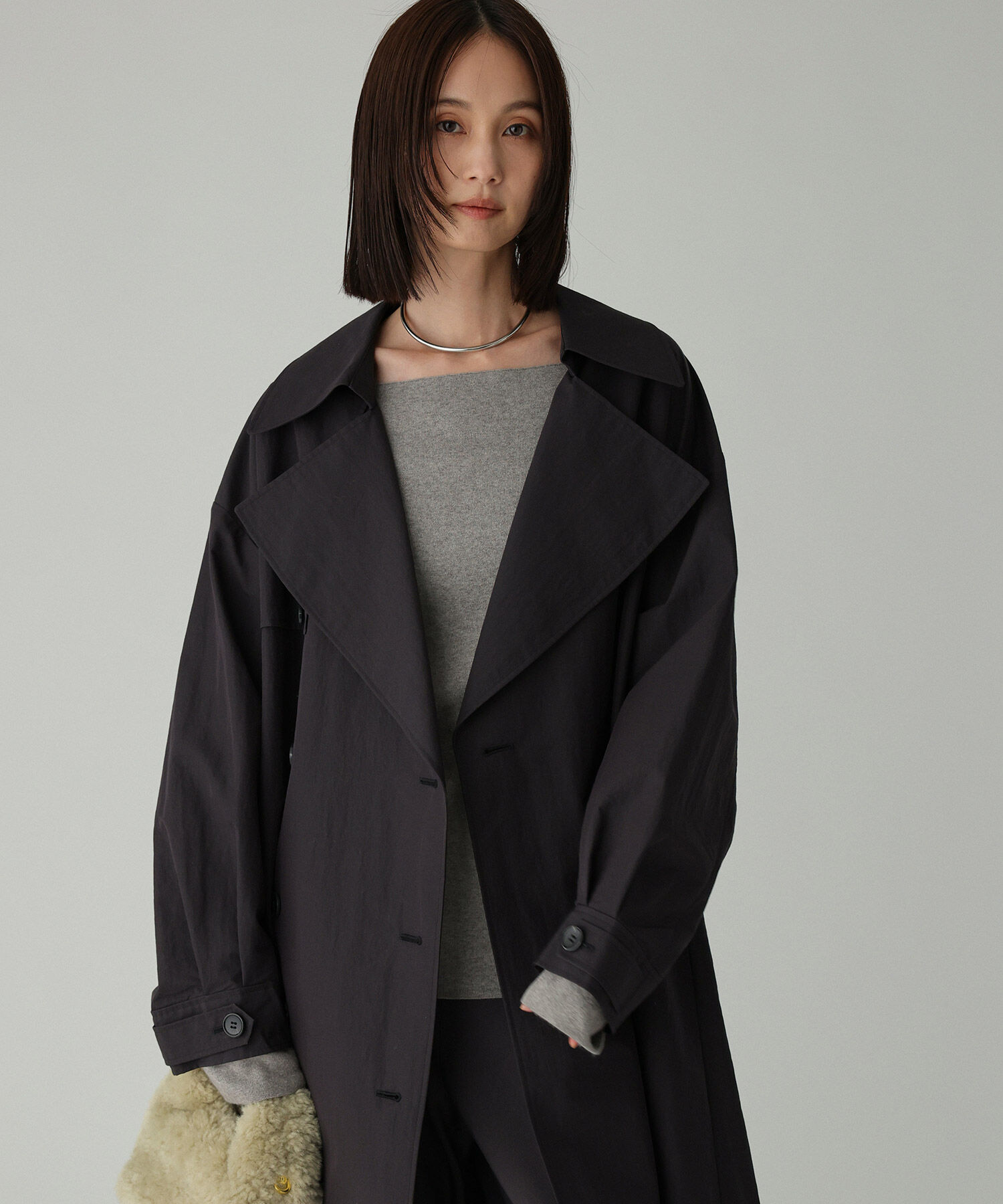 BABYLONE「コットンナイロンロングトレンチ」|トレンチコート|