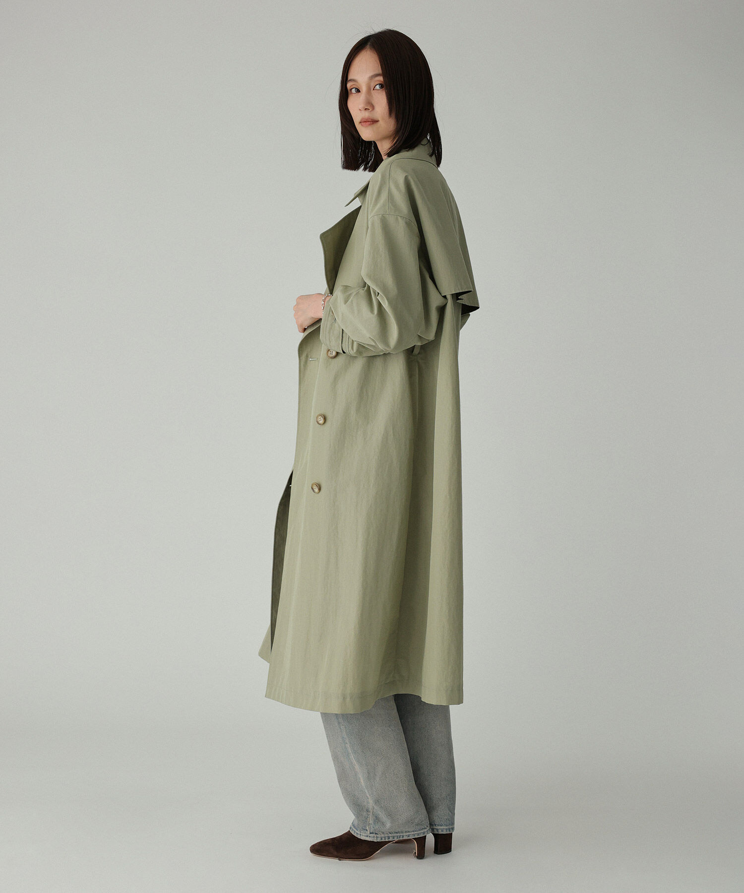 BABYLONE「コットンナイロンロングトレンチ」|トレンチコート|