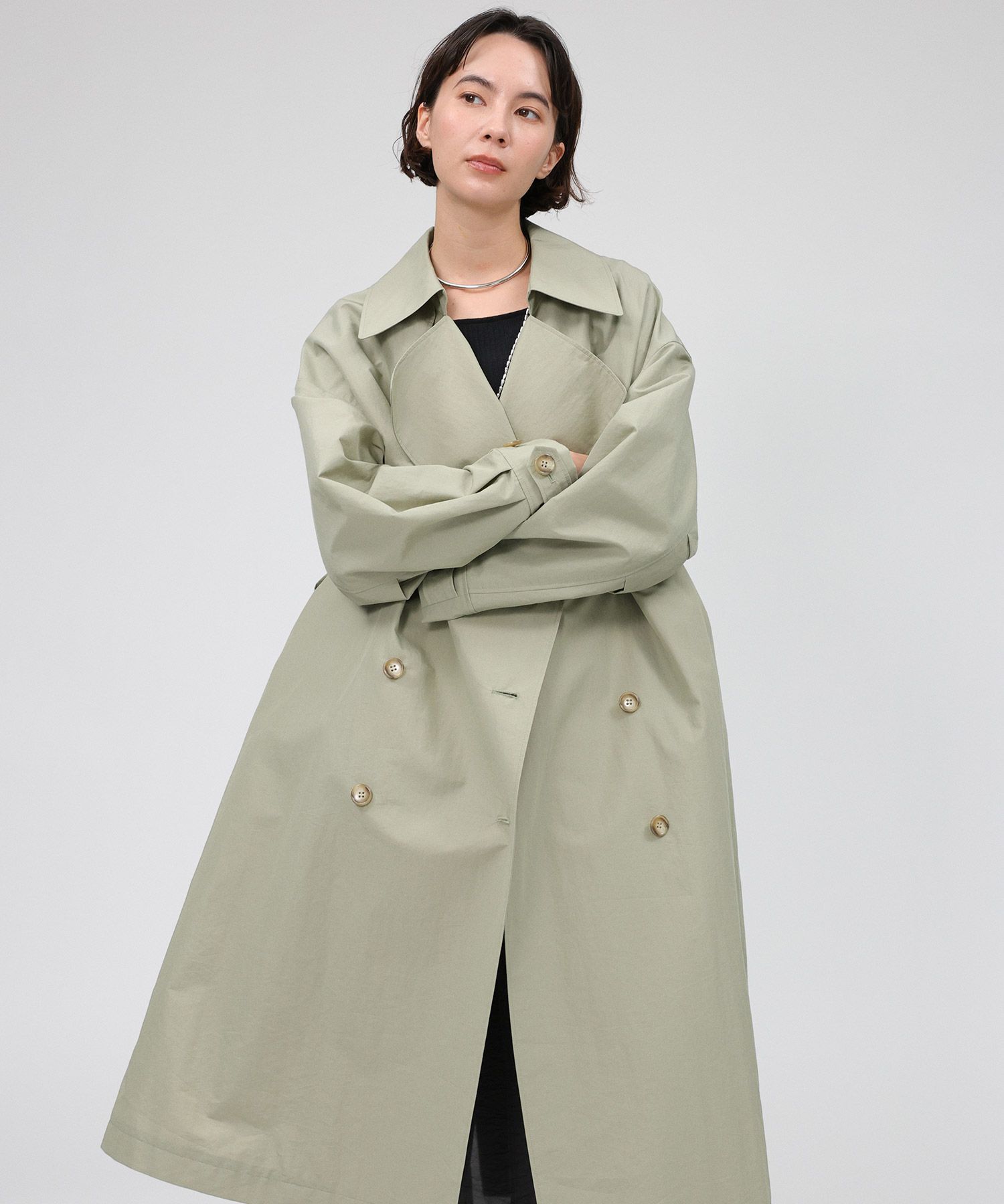 BABYLONE「コットンナイロンロングトレンチ」|トレンチコート|