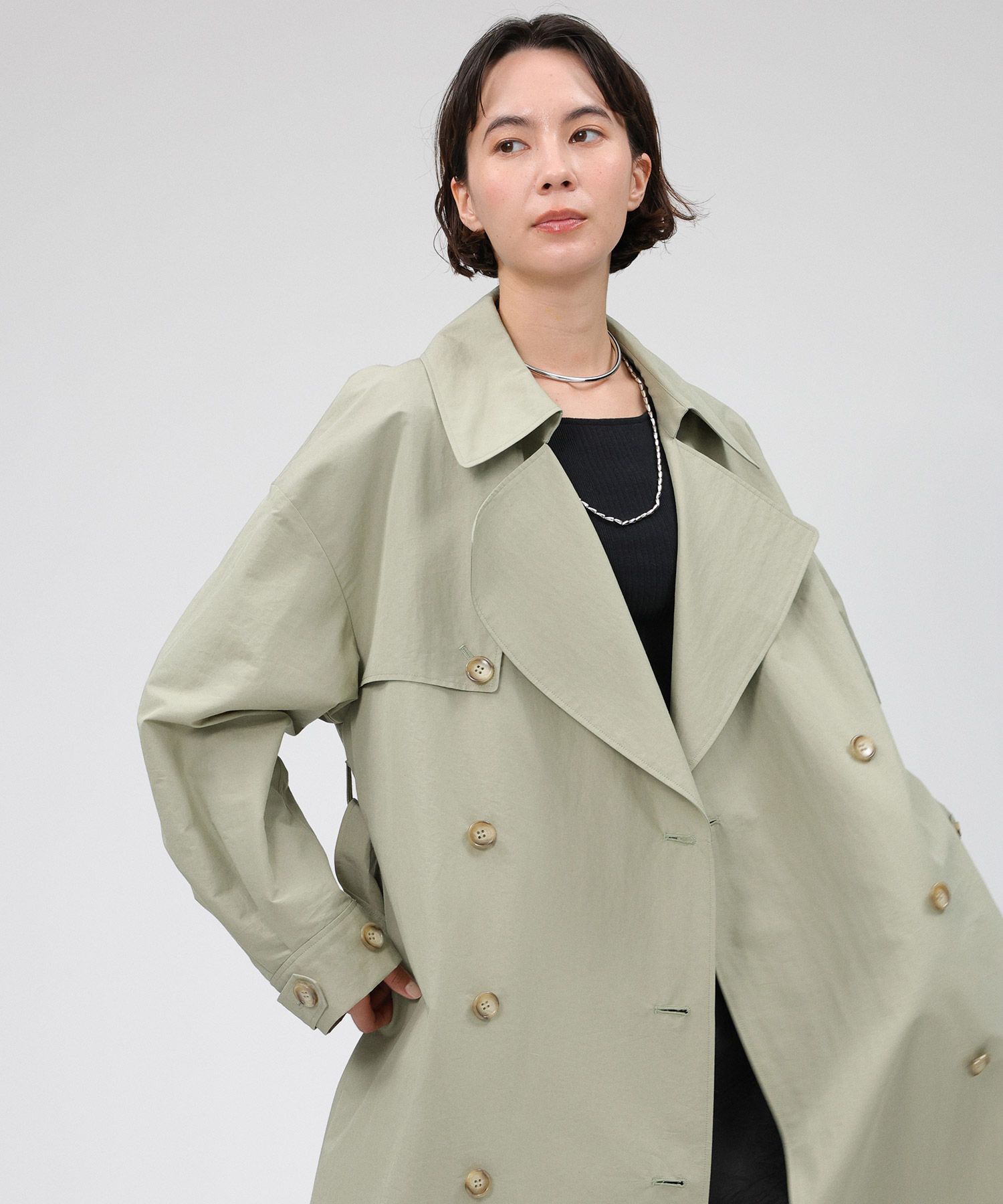 BABYLONE「コットンナイロンロングトレンチ」|トレンチコート|